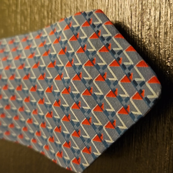 Lanvin Men's Silk Red & Blue Tie - Picture 2 of 4